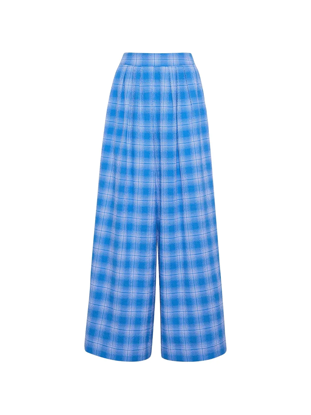Cara Cara plaid-pattern pleated wide-leg cotton trousers - Blu