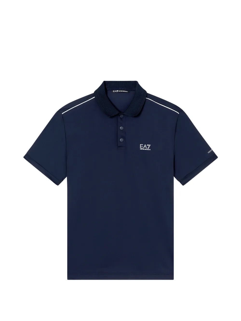 Ea7 Emporio Armani striped-trim short-sleeved polo shirt - Blu