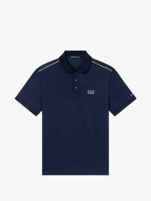 Ea7 Emporio Armani playera tipo polo con ribete de rayas y mangas cortas