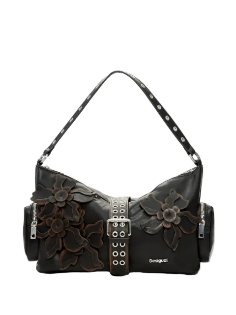 Desigual medium floral-appliqué eyelet-embellished tote bag