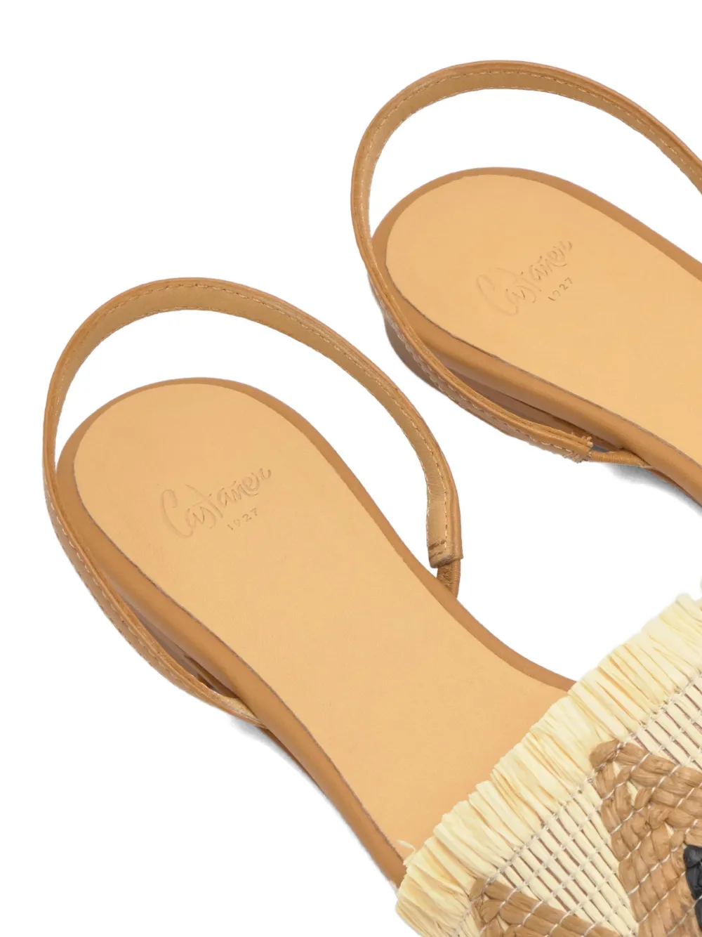 Castañer Berta slingback espadrilles met chevron patroon Beige