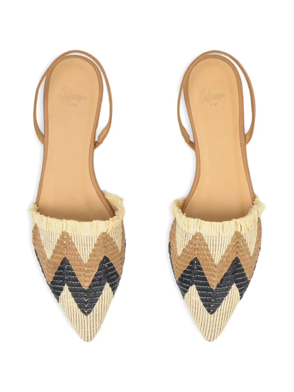 Castañer Berta slingback espadrilles met chevron patroon Beige