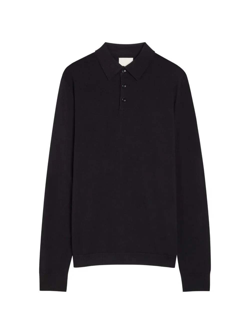 Allude long-sleeve knitted polo shirt - Schwarz