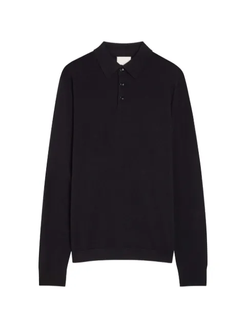 Allude long-sleeve knitted polo shirt