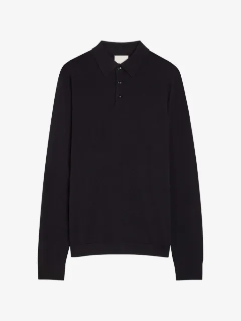 Allude long-sleeve knitted polo shirt