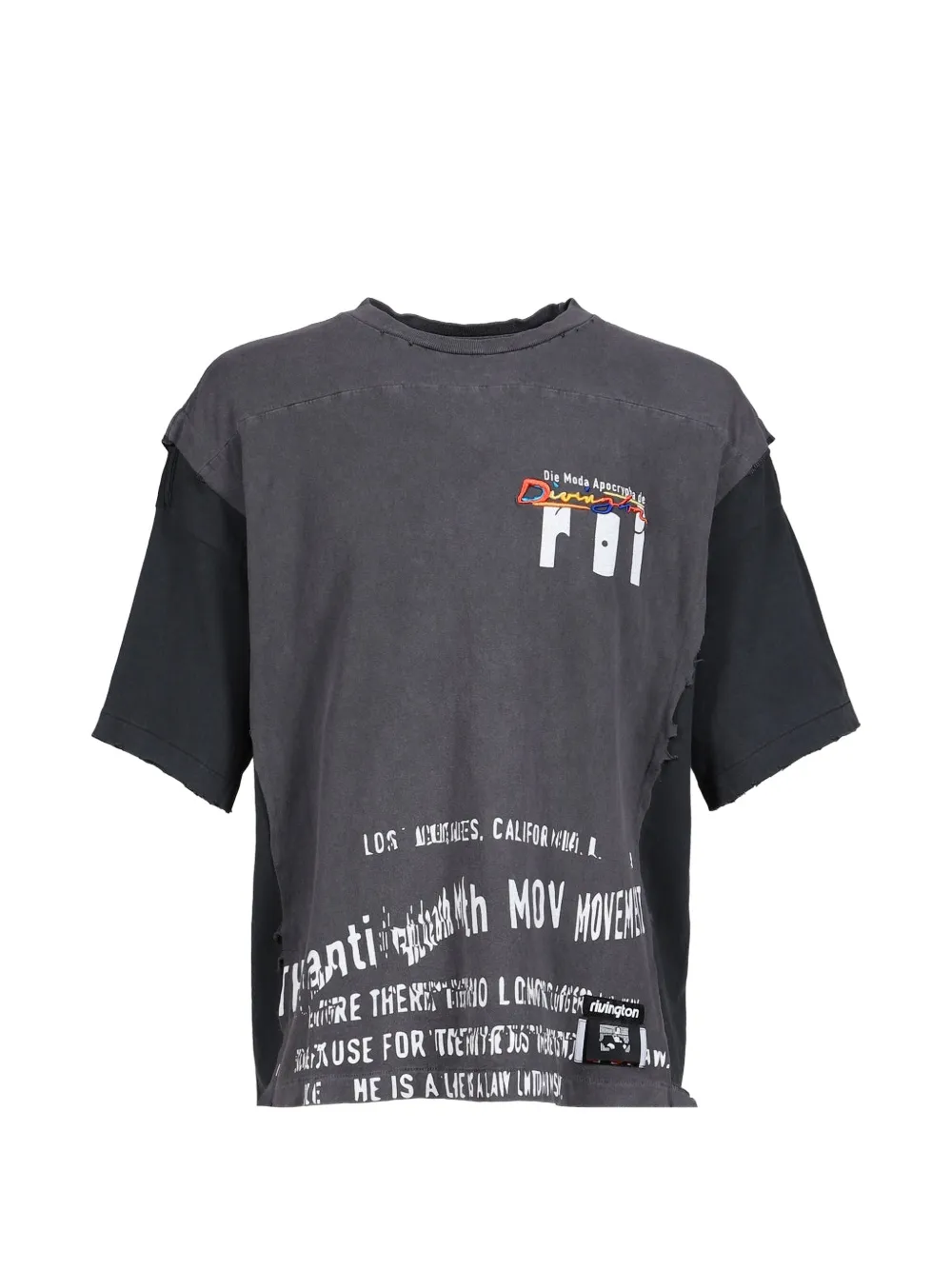 RIVINGTON ROI REBIS layered-sleeve graphic-print T-shirt - Grau