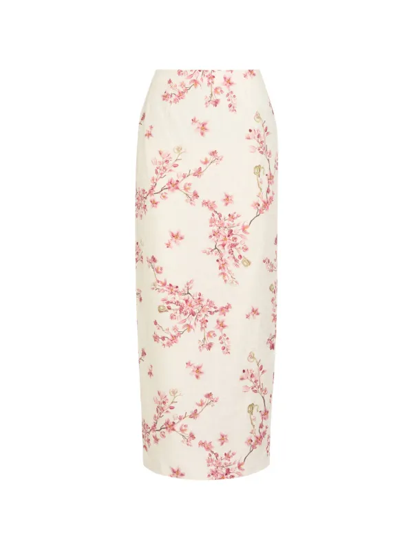 Agua by Agua Bendita Lirica High-waisted Midi Skirt in Neutrals