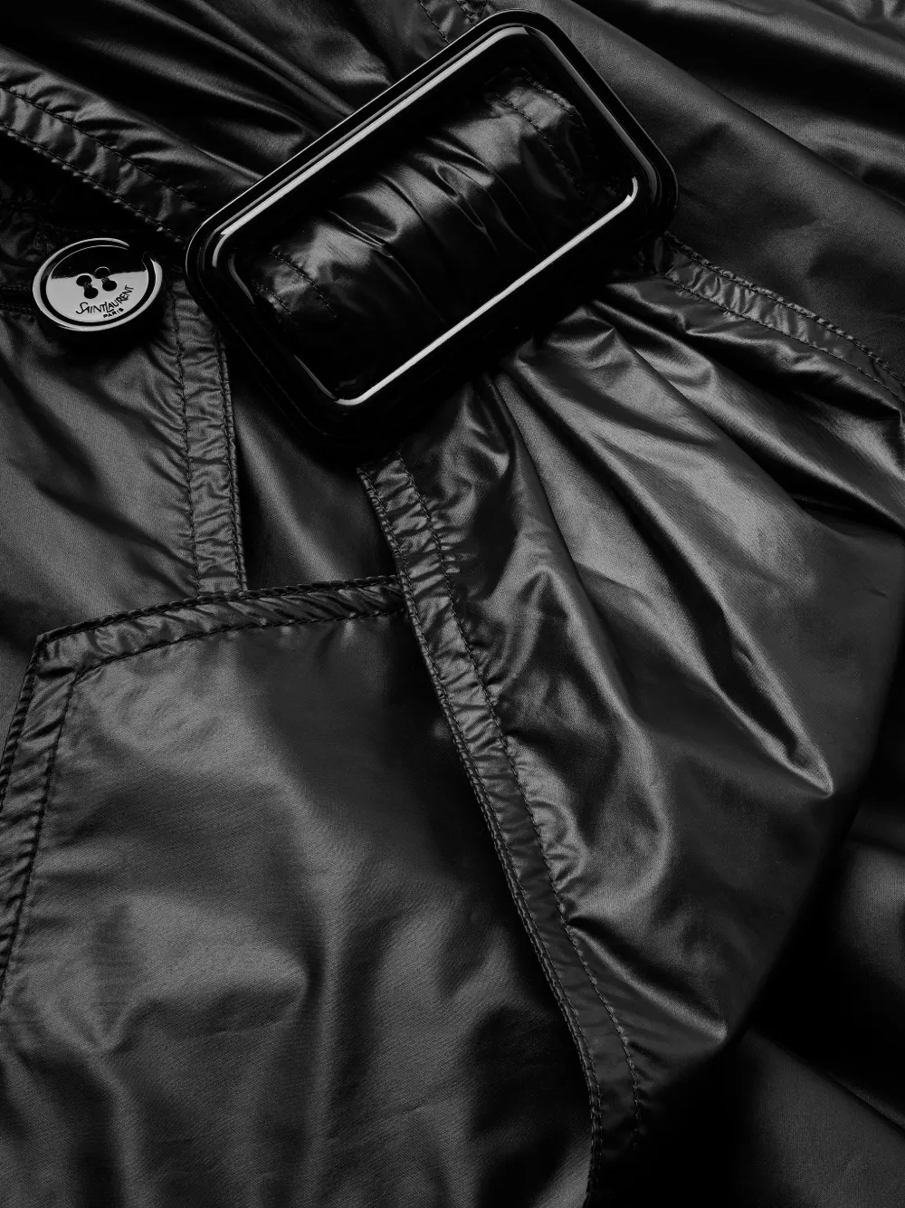 Saint Laurent Trenchcoat met gespkraag en ceintuur Zwart