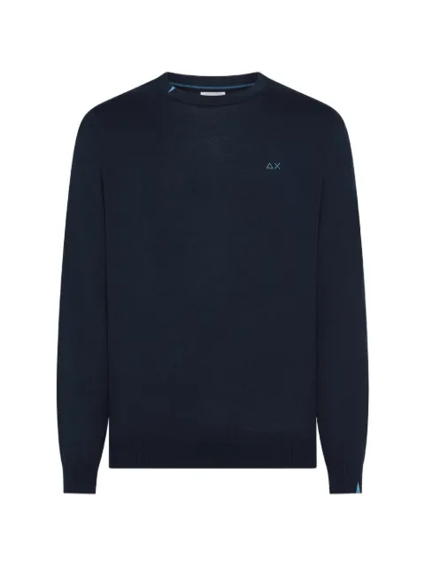 Sun68 embroidered-logo crew-neck cotton jumper