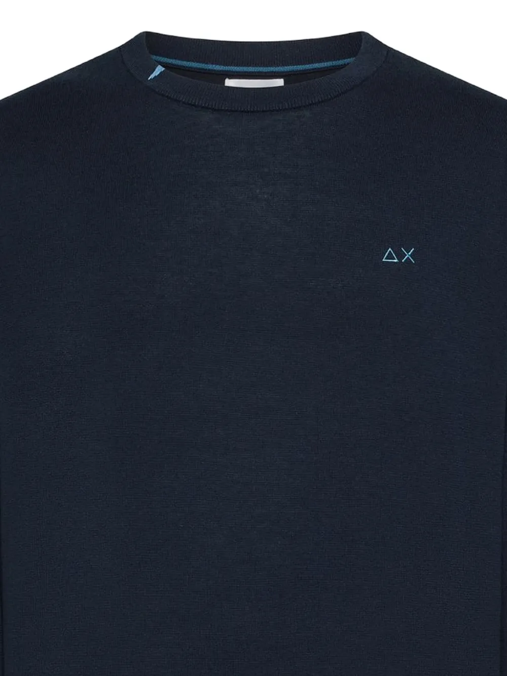 Sun68 Katoenen trui met geborduurd logo en ronde hals Blauw