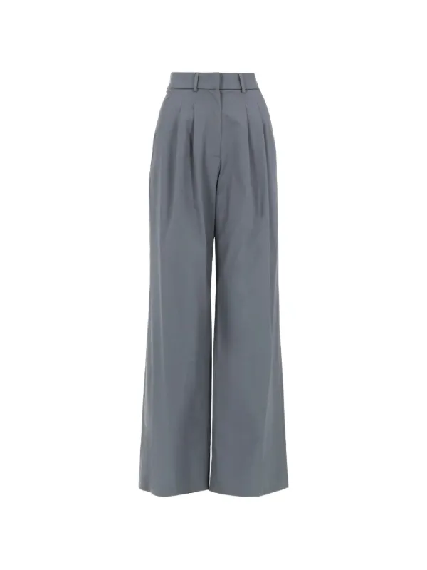 PT Torino Pleated Wide-leg Cotton Trousers in Blue