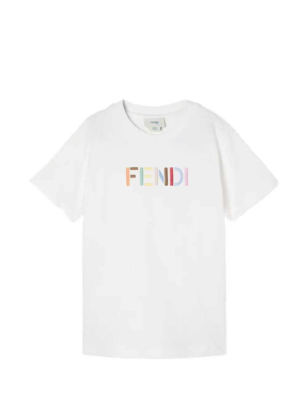 Fendi Kids embroidered logo-patch T-shirt - Bianco
