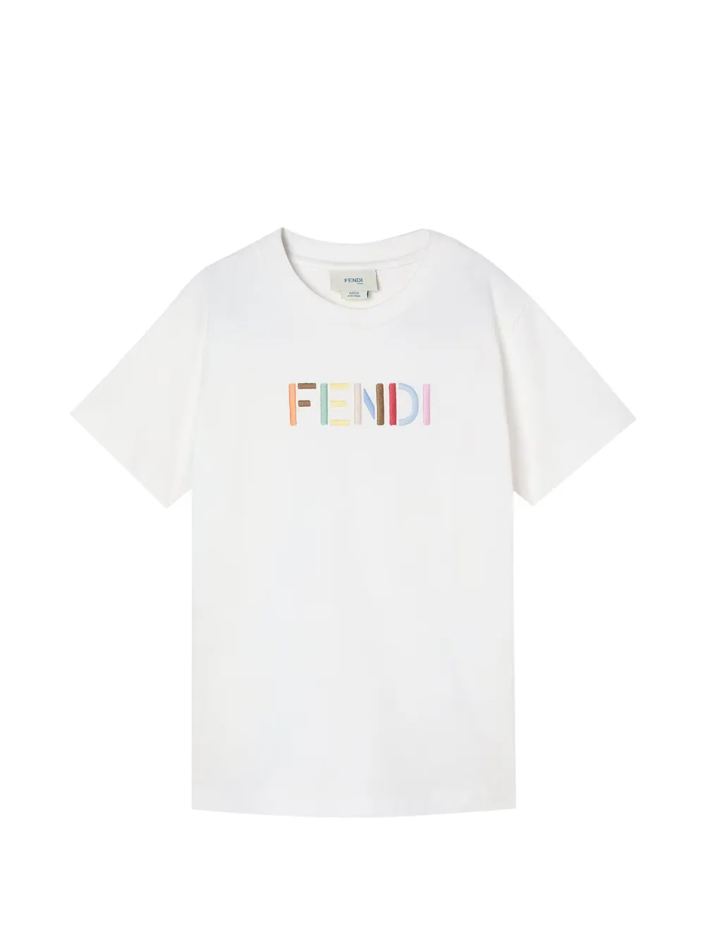 Fendi Kids embroidered logo-patch T-shirt - Bianco