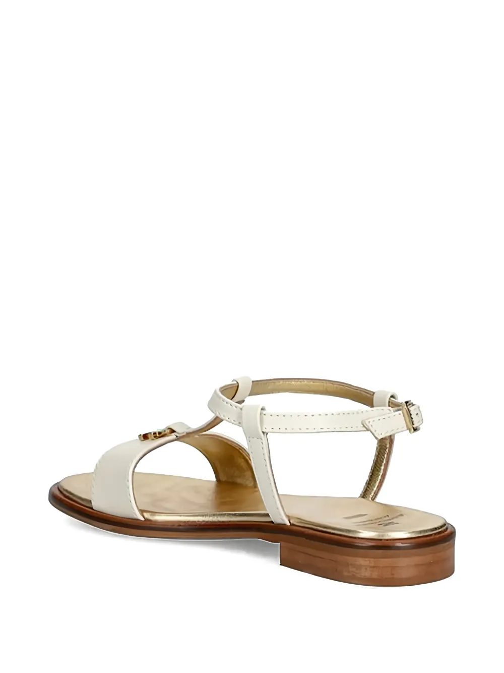 Elisabetta Franchi La Mia Bambina t-strap logo-plaque sandals Wit