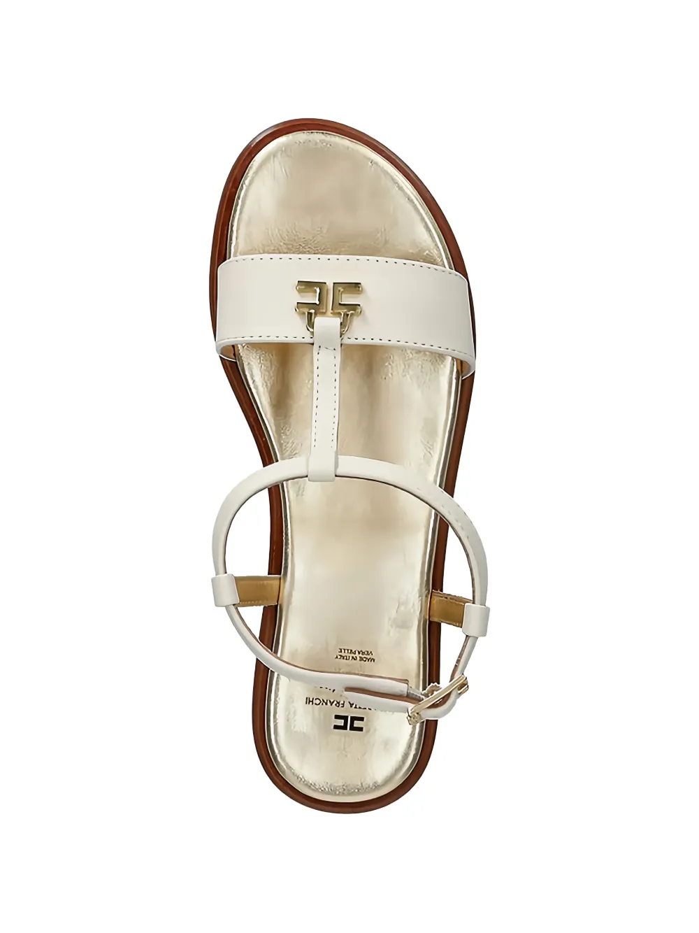 Elisabetta Franchi La Mia Bambina t-strap logo-plaque sandals Wit
