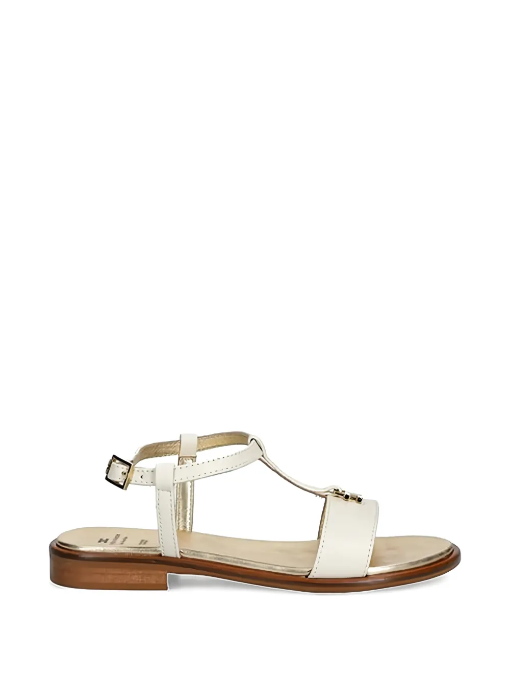 Elisabetta Franchi La Mia Bambina t-strap logo-plaque sandals Wit