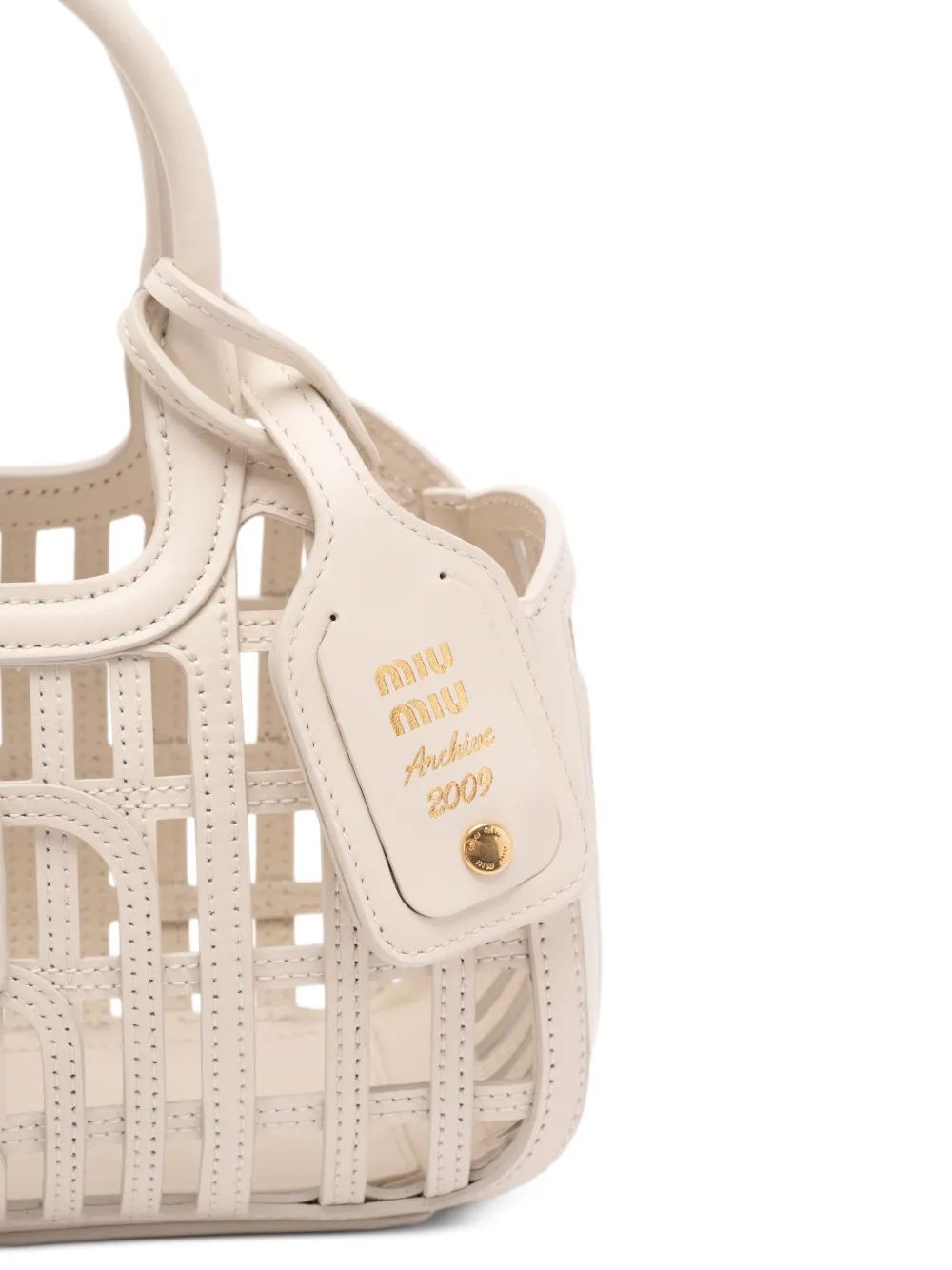 Miu Leren schoudertas met gekooid effect Beige