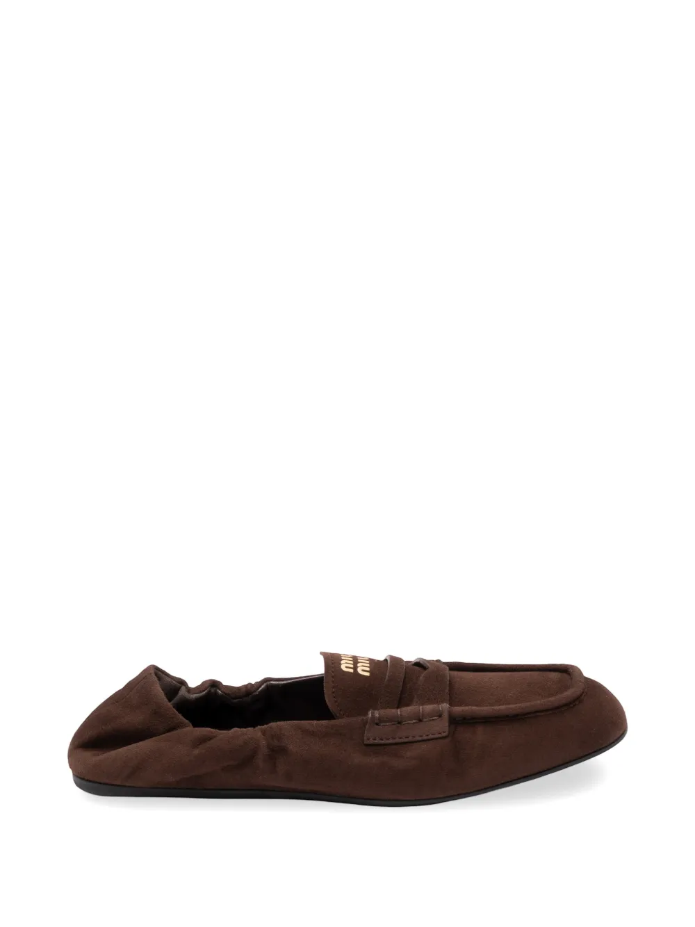 Miu Miu logo-print loafers - Marrone