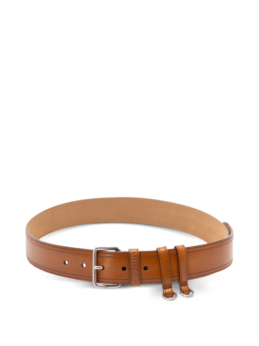 Miu Miu logo-embossed leather belt - Nude