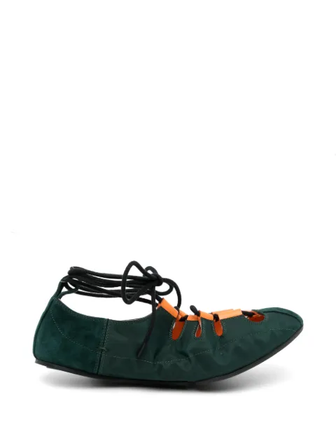 Alaïa fold laced flats in nylon and suede
