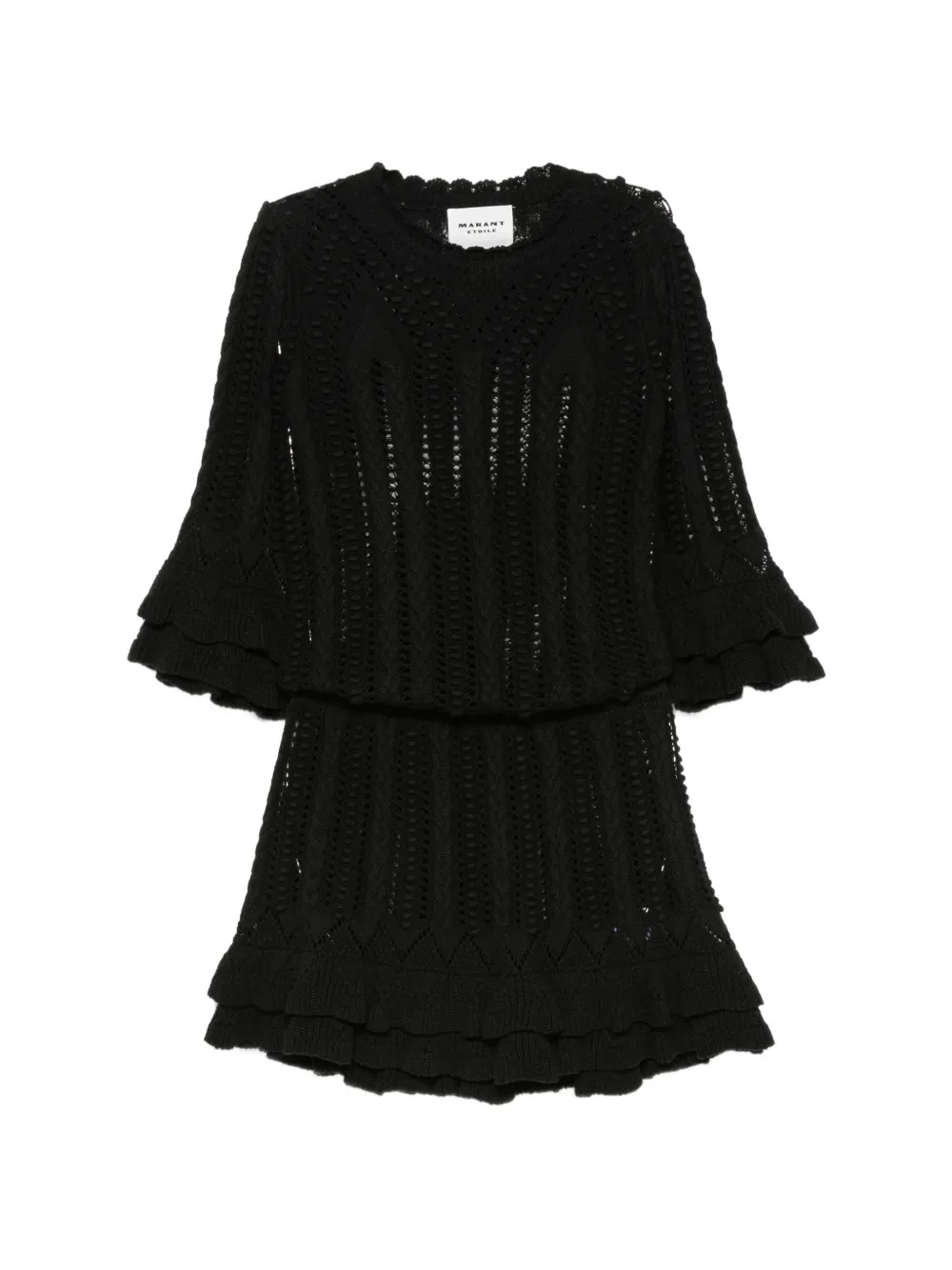 MARANT ÉTOILE Nirina crochet ruffled mini dress - Nero