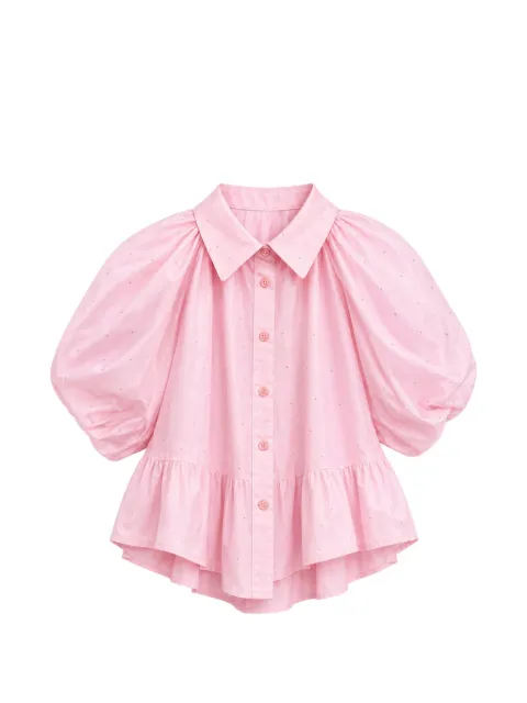 Miss Grant Kids crystal-embellished ruffled blouse