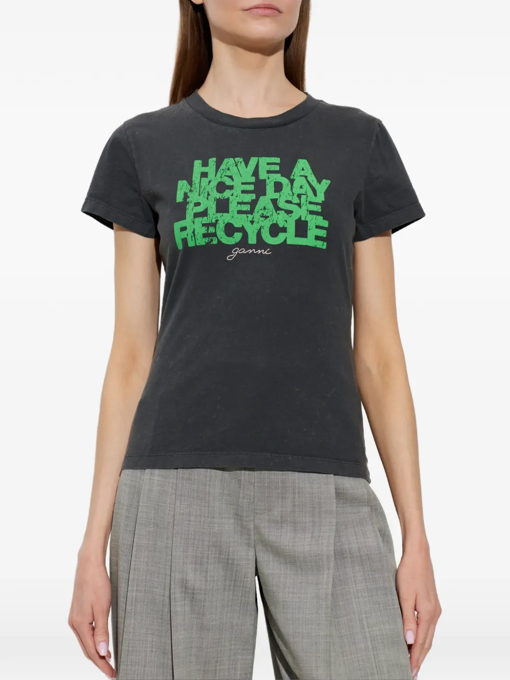 GANNI T-shirt met tekst Zwart