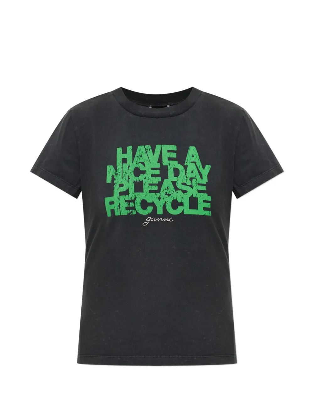 GANNI slogan-print cotton T-shirt - Schwarz