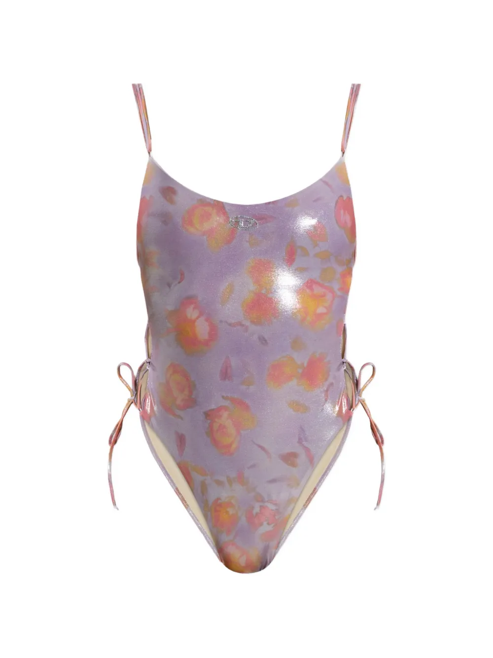 Diesel floral-print lace-up swimsuit - Violett