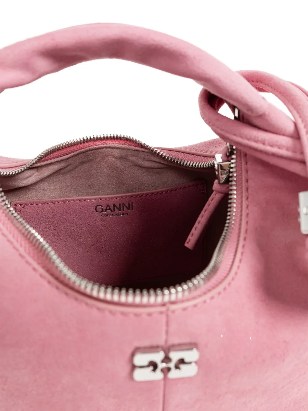 GANNI Shopper met logoplakkaat en geknoopt detail Roze