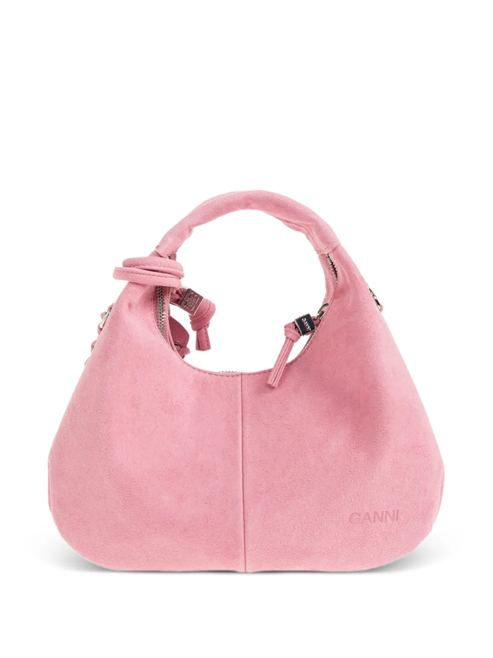 GANNI Shopper met logoplakkaat en geknoopt detail Roze