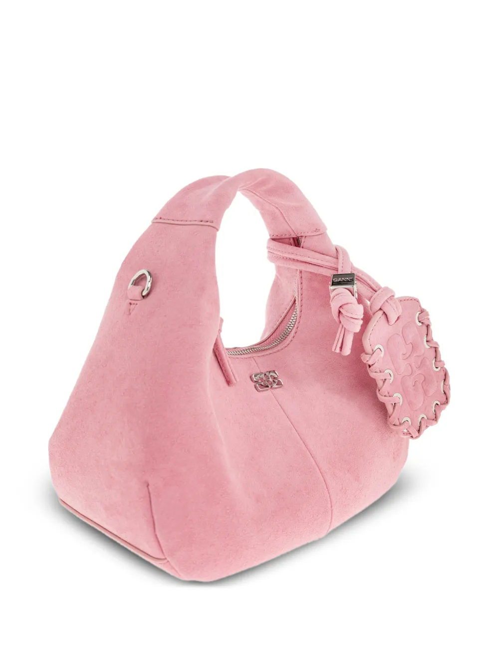 GANNI Shopper met logoplakkaat en geknoopt detail Roze