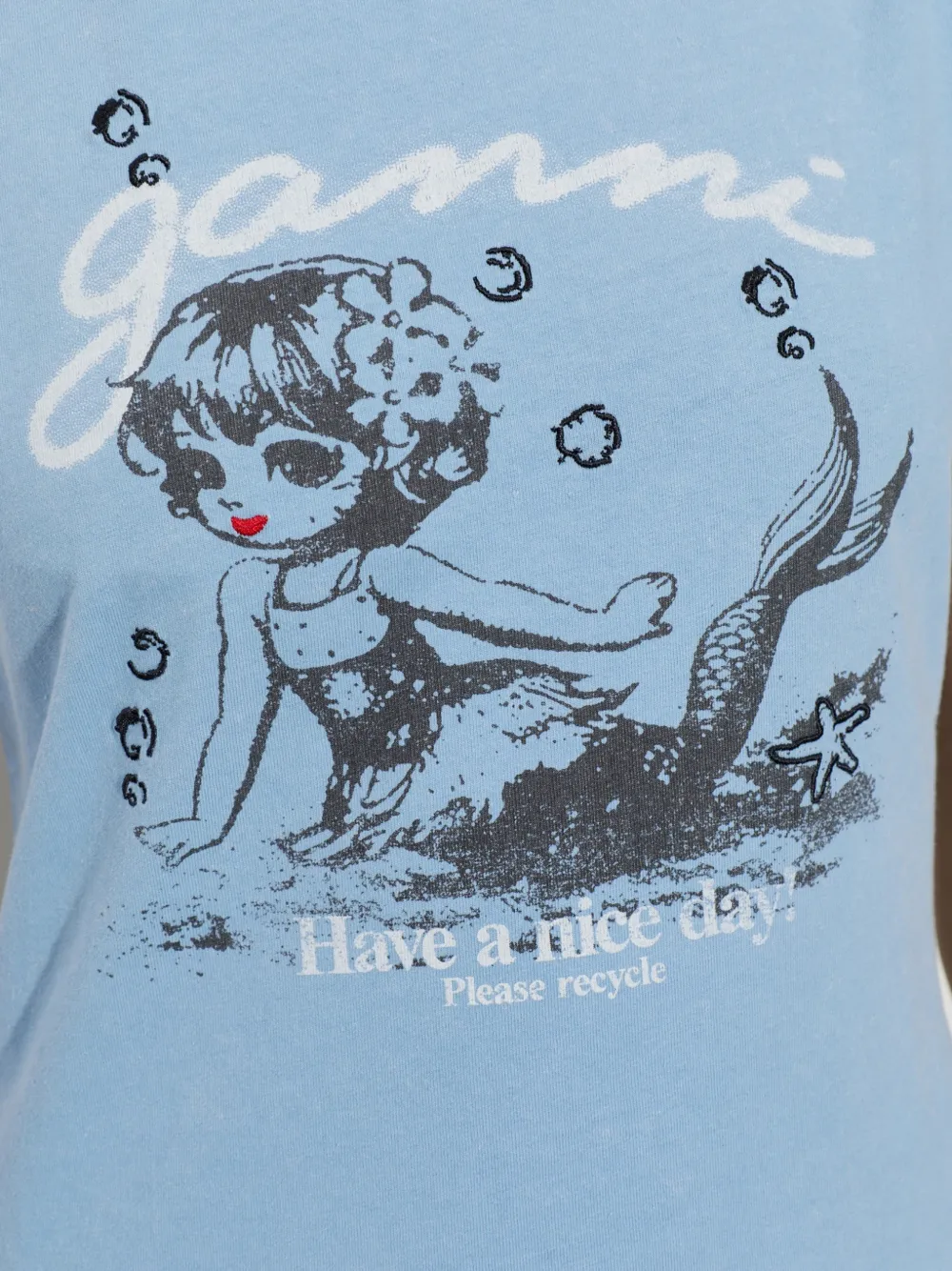 GANNI T-shirt met print Blauw