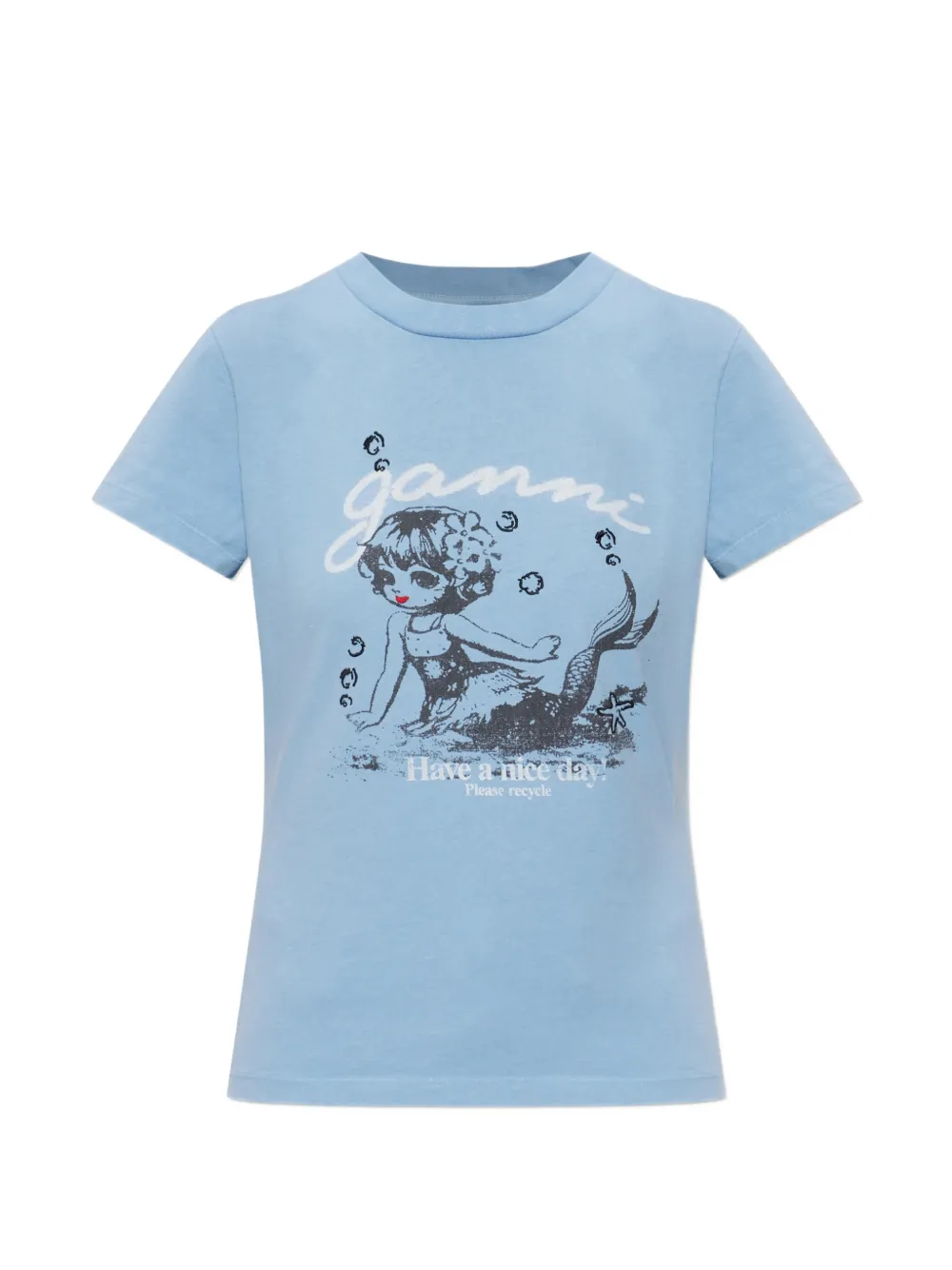 GANNI graphic-print T-shirt - Blu