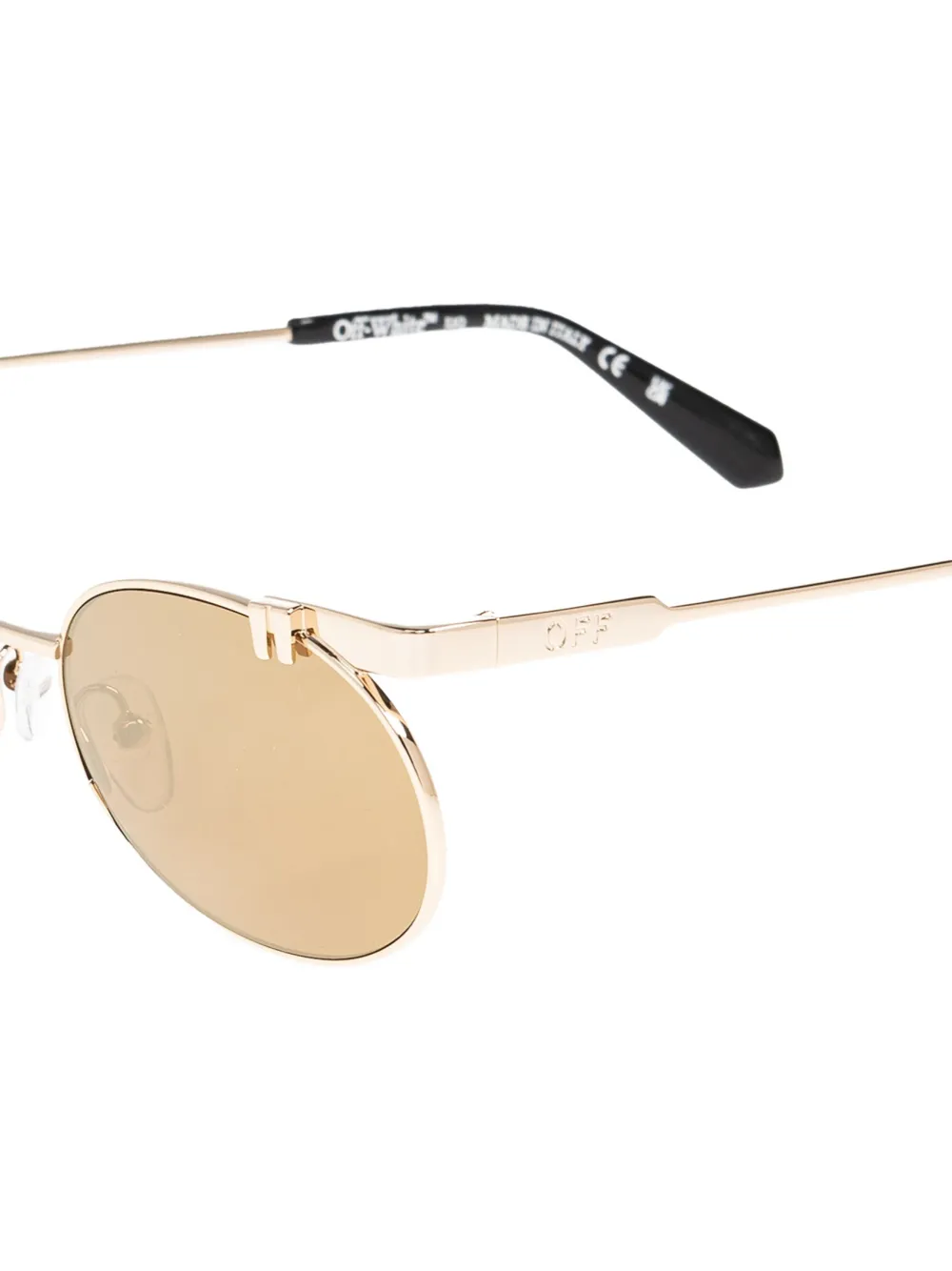Off-White Zonnebril met ovalen montuur Goud