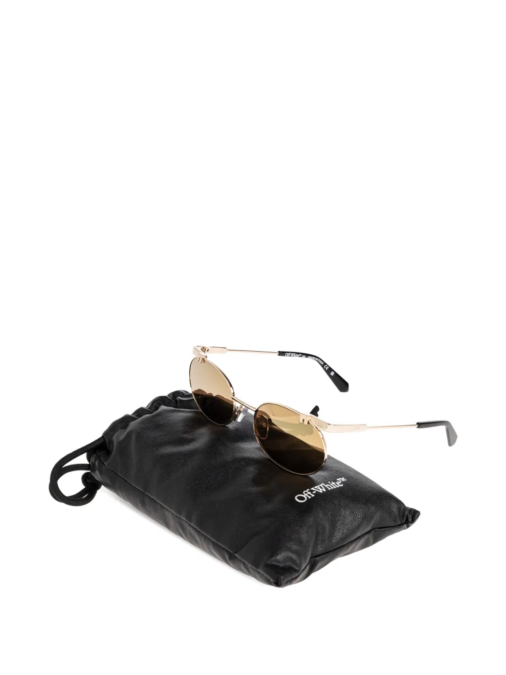 Off-White Zonnebril met ovalen montuur Goud