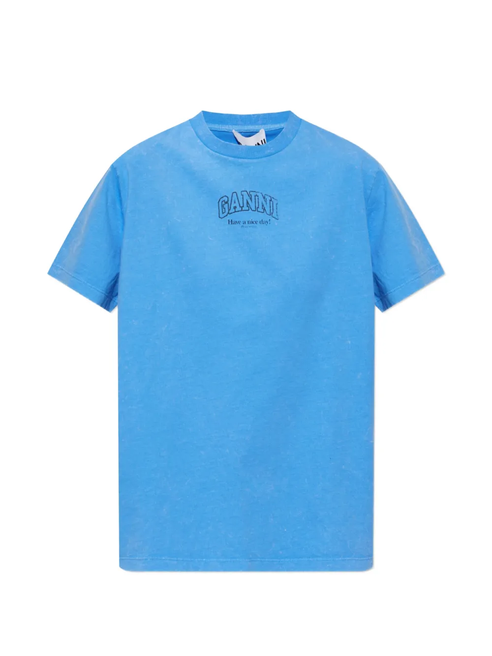 GANNI logo-print cotton T-shirt - Blau