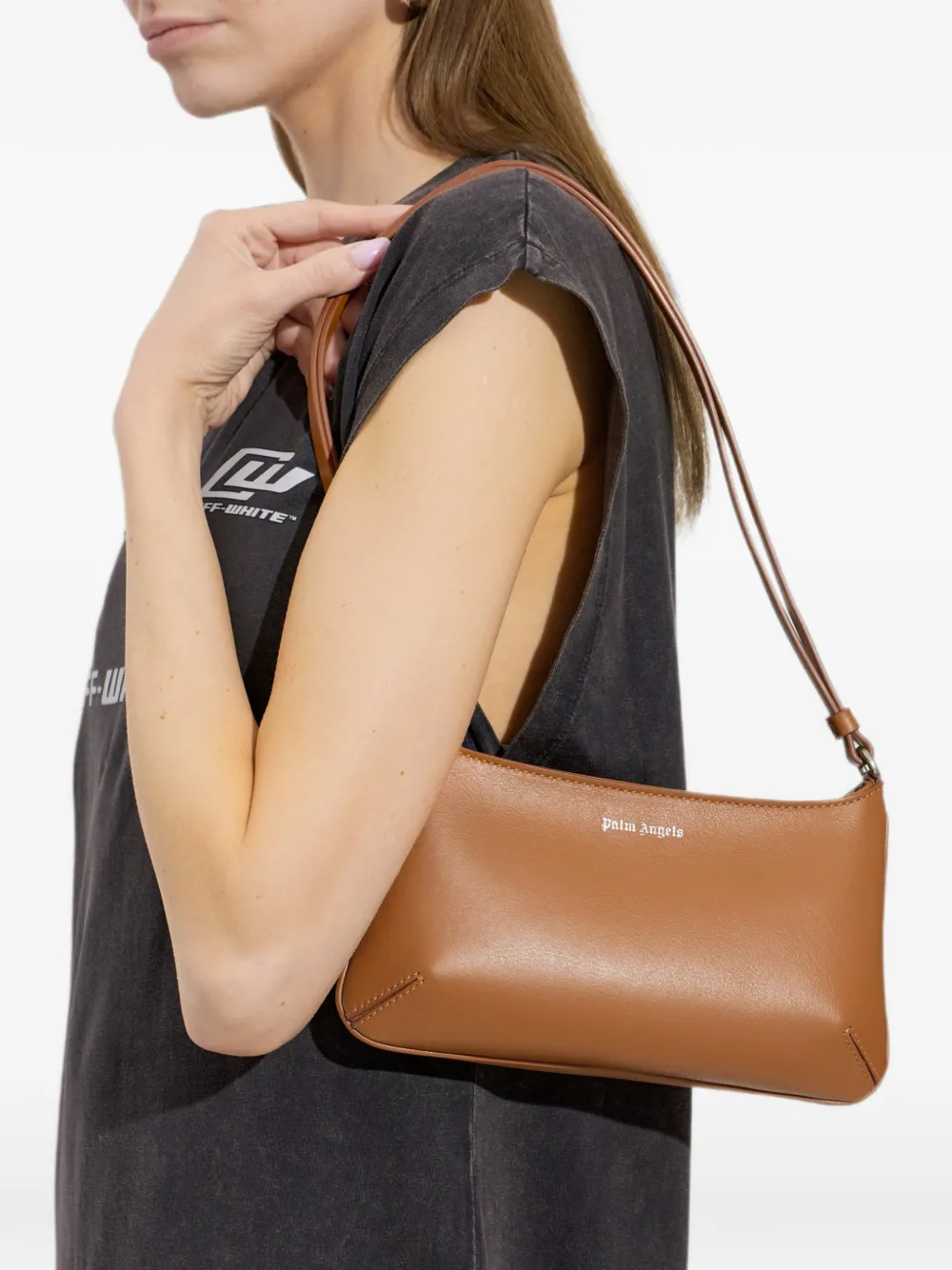 Palm Angels Giorgina leren schoudertas Bruin