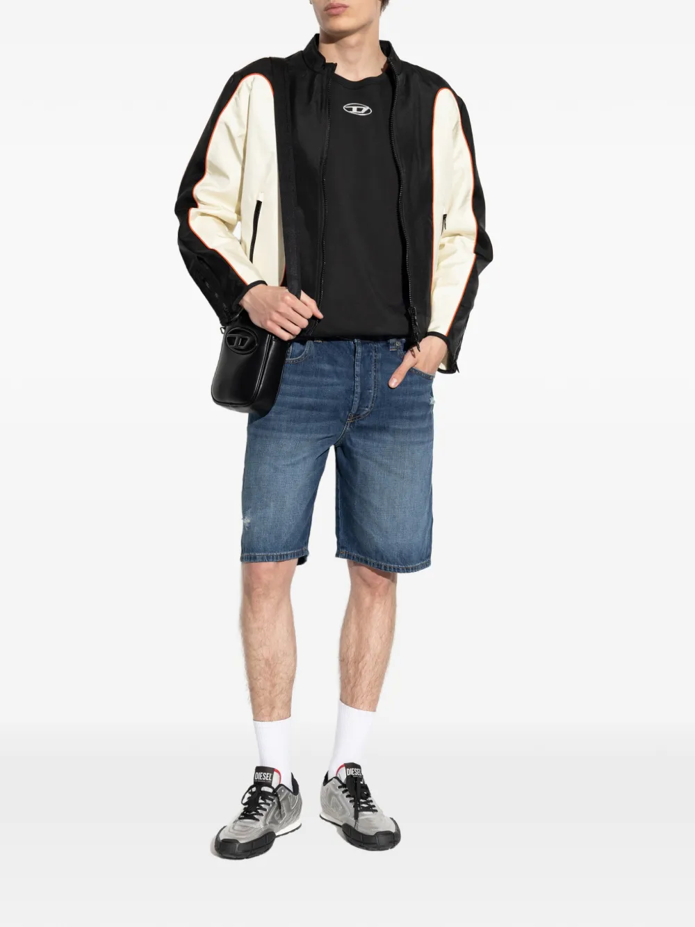 Diesel Denim shorts met knoopsluiting Blauw