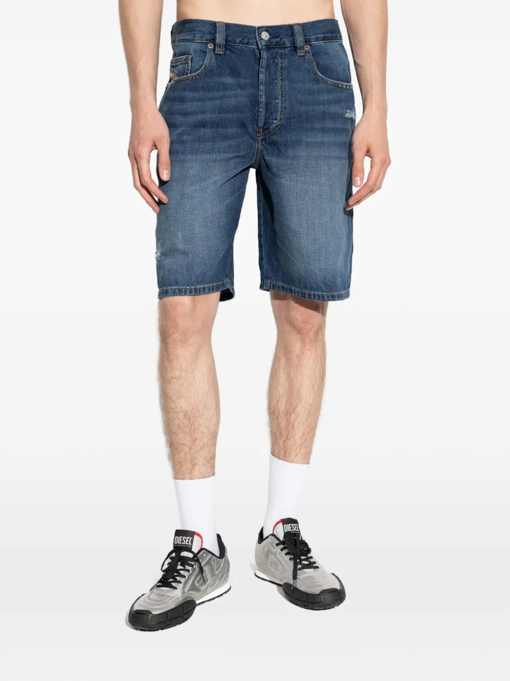 Diesel Denim shorts met knoopsluiting Blauw