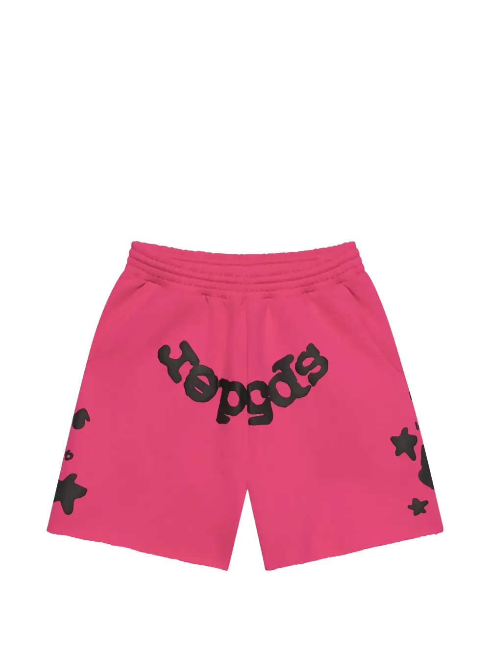 SP5DER logo-print raw-edge shorts - Rosa