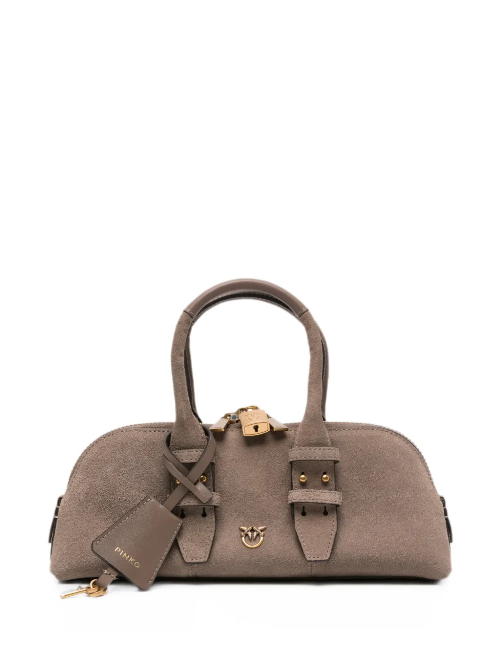 PINKO Love Birds-plaque suede tote bag - Braun