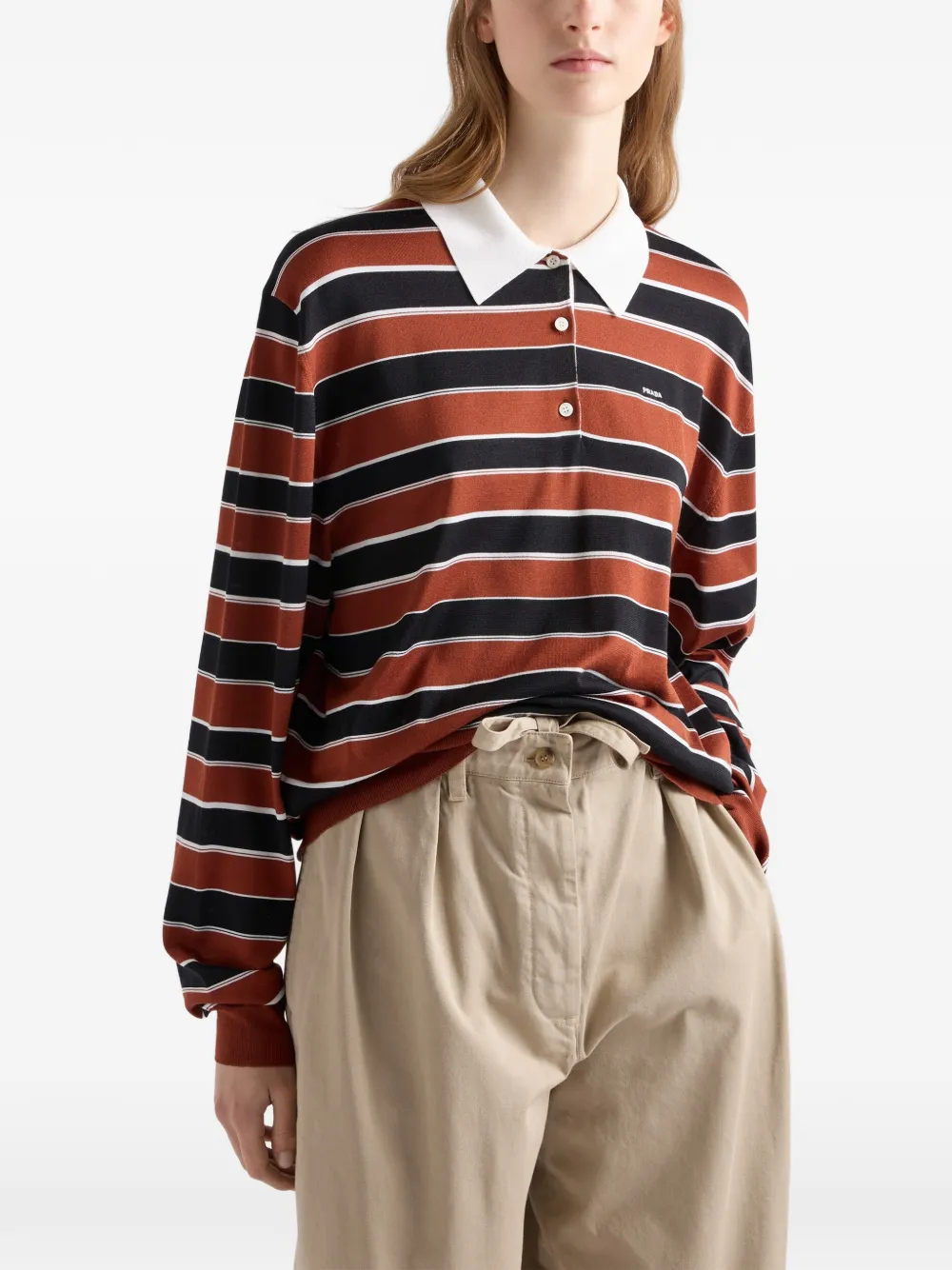 Prada Zijden poloshirt Bruin