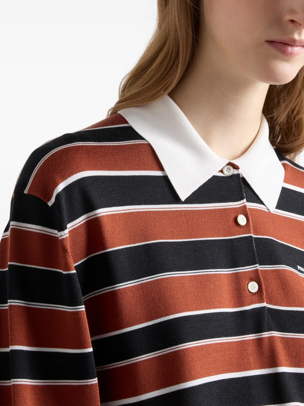 Prada Zijden poloshirt Bruin