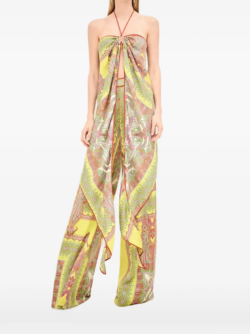Alexis paisley-print halterneck top - Verde