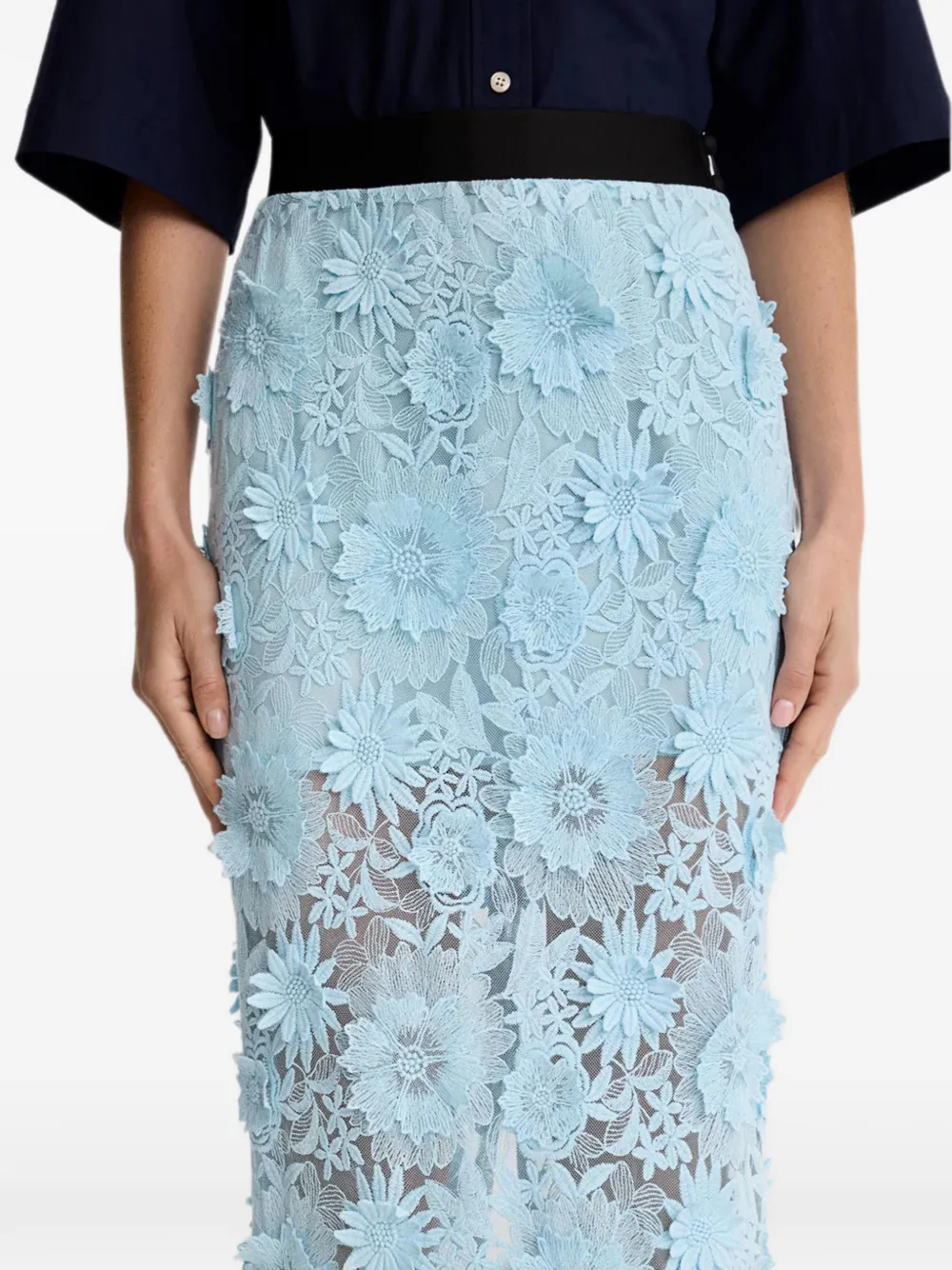 Smythe Kokerrok met applicatie Blauw