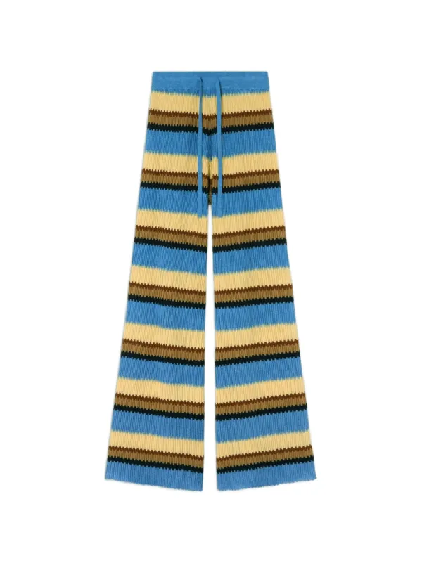 Guest In Residence Striped Ribbed-knit Palazzo Pants in Blue