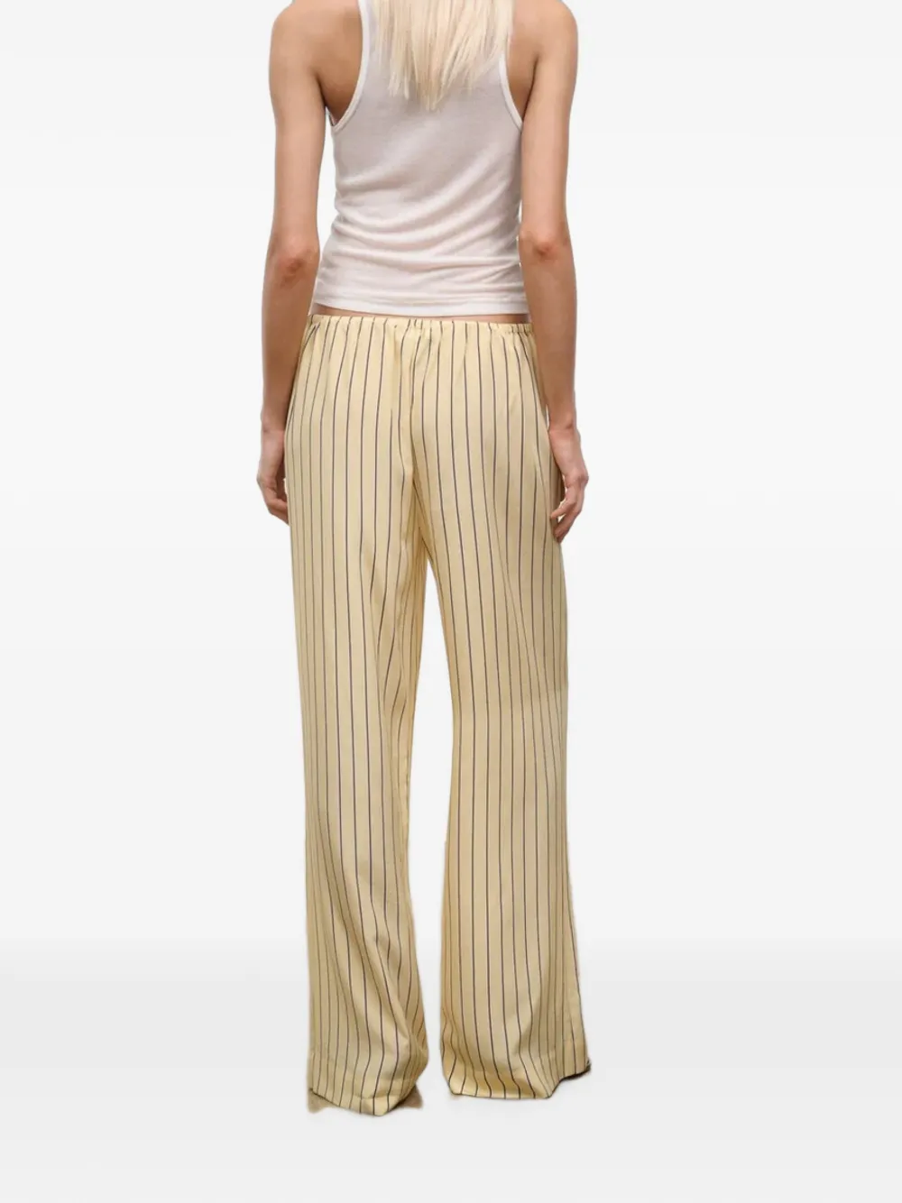 STAUD Stroll gestreepte zijden pantalon Geel