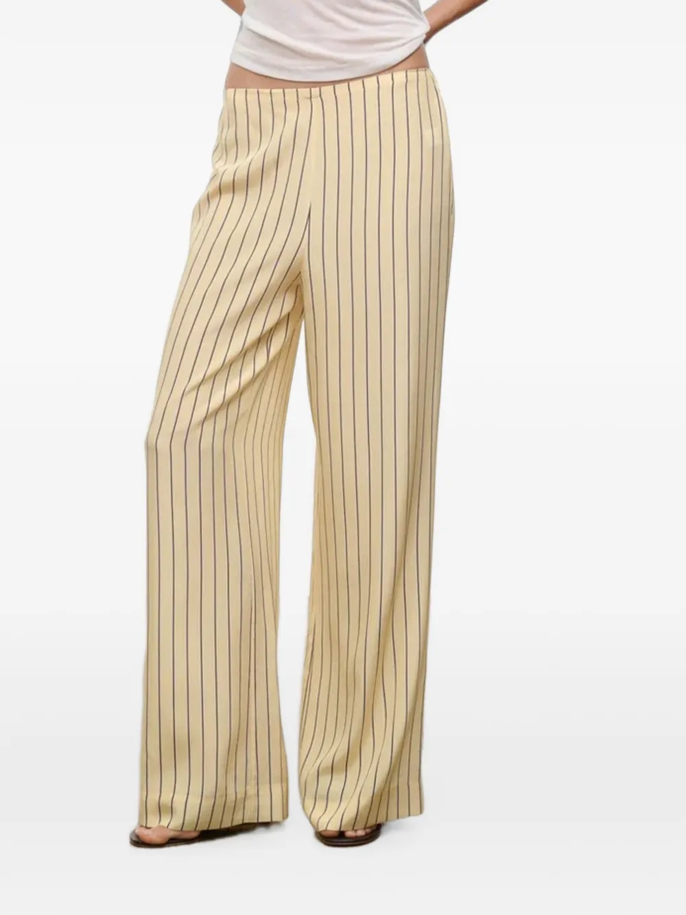 STAUD Stroll stripe-print silk trousers - Yellow