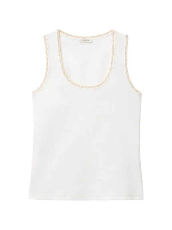 Lafayette 148 Crochet-trim Scoop-neck Tank Top in White
